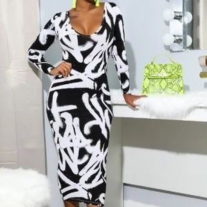 Black & White Print Dress